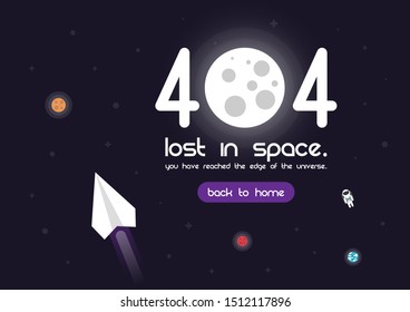 404 error page, template for website, lost in space