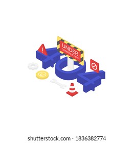 404 error page, template for website,  isometric style