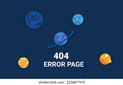 404 error page template for website. Page not found. universe background