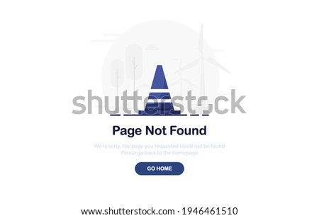 404 error page template for website. Page not found. Flat design. Blue. Eps 10