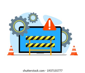 404 error page, under update, system maintenance concept illustration flat design vector eps10. graphic element for lading page, empty state ui, infographic