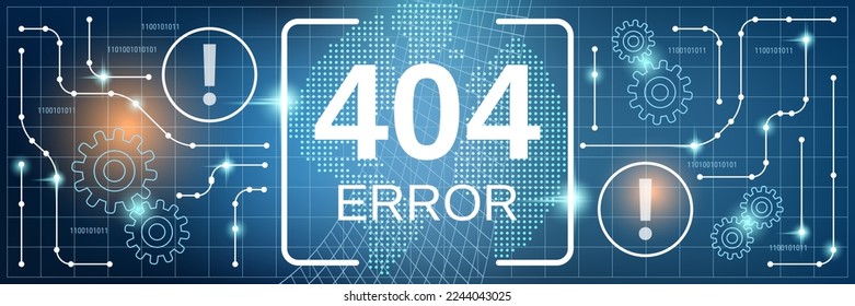 404 error page vector concept illustration. Technology style web banner, header design template