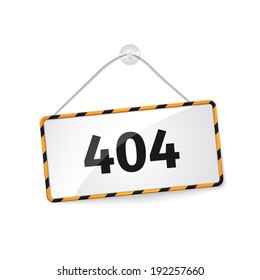 404 error. Realistic hanging panel, billboard, banner. 