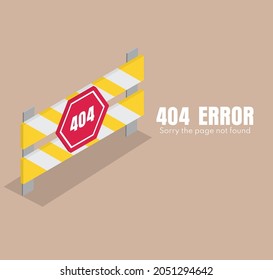 404 error, repair sign. Vector isometric illustration, background for web pages.