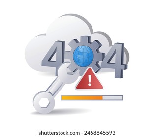 404 Fehler Reparatur System Symbol, flache isometrische 3D-Illustration Infografik