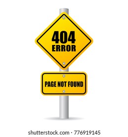 404 error road pole sign illustration  isolated on white background