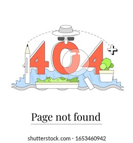 404 Fehlersuchfehler-Konzept. Zeichnen mit heller Umrisslinie. Einzige Illustration für Ihr Design, Ihre Infografik, Ihre Zielseite oder Ihr App-Design.