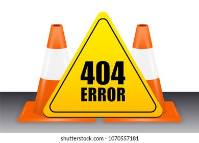 404 error sign with traffic cone vector