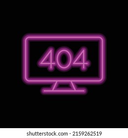 404, error simple icon, vector. Flat design. Purple neon style on black background.ai