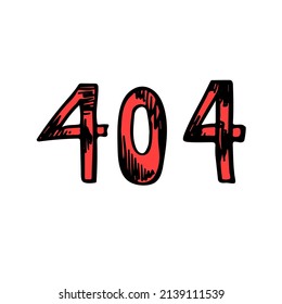 404 error sketch vector illustration. Website failure hand drawn icon. Not found symbol