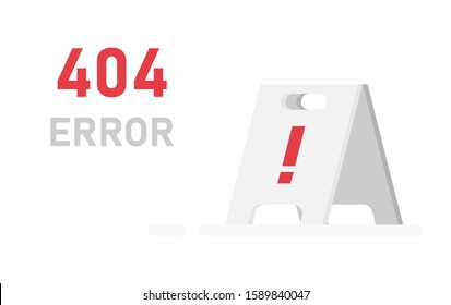 404 error and table on white backround. Vector illustration.