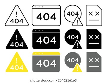 404 Error vector icon collection. vector illustration set.