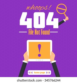 404 Error Web Page Vector Design and Hand Hold Stop Sign