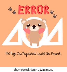 404 error web template with little bear background