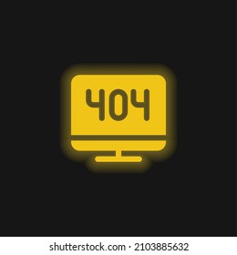 404 Error yellow glowing neon icon