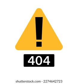 404 exclamation caution icon. Vector.