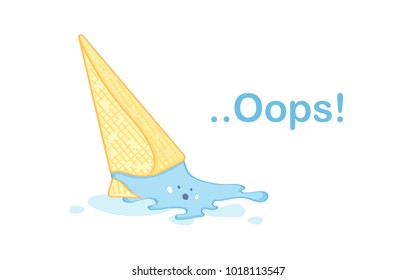404, Flat line icon concept of 404 Error Page, Disconnect, or File not found icon, Oops. Cute upset fallen Ice Cream. Isolated vector illustration on white. 