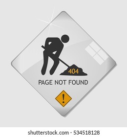 404 glass error page on a grey background