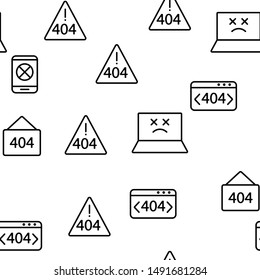 404 HTTP Error Message Vector Seamless Pattern Contour Illustration