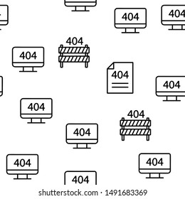 404 HTTP Error Message Vector Seamless Pattern Contour Illustration