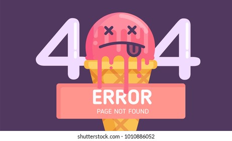 404 ice-cream error page not found flat vector
