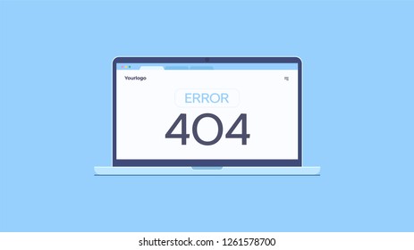 404 laptop. Flat style vector illustration. Internet Error
