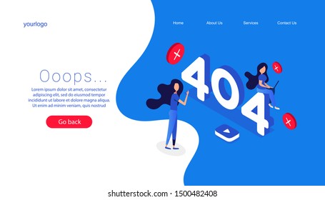 404 maintenance error landing page template. 404 error page design concept. Laptop screen with error.