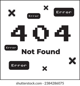 404 not found illustration vector design with pixel style. suitable for logos, icons, posters, t-shirt designs, stickers, advertisements, companies, concepts, websites.