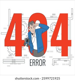 404 not found page concept with people scene in the flat cartoon style. The girl is trying to find an error on the Internet page. Vector illustration.
2590