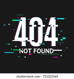 404 Not Found Problem Disconnect Concept Glitch Style on a Black Background Trendy Glitched Geometric Line Dynamic Element. Vector illustration