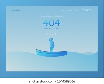 404 página de inicio del sitio web no encontrada con una persona perdida en la ilustración oceánica 