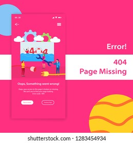 404 page missing mobile app UI illustration template