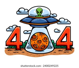 404 Page Not Found Alien Illustration Concept