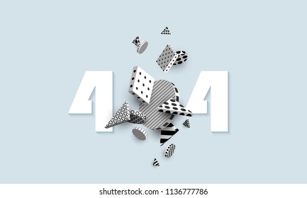 404 page not found Concept of computer error Template web pages Error retrieving the website 3D rendering Vector illustration