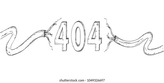 404 page not found error hand drawn in connection problem