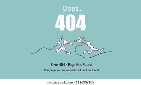 404 Page Not Found Error, a hand drawn vector doodle illustration of internet connection problem concept.