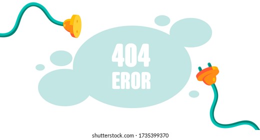 404 Page Not Found Error (Error no encontrado página), una ilustración de doodle de vector dibujada a mano del concepto de problema de conexión a internet. Diseño para página web - desconectar banner para sitio web. Se desenchufe y enchufe de concepto.