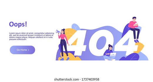 404 page not found error concept. Website under construction. Link to a non-existent page. Landing page template. Isolated modern vector illustration for website, banner, web banner, infographics