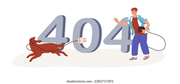 404, Page not Found error, access failure, internet disconnection concept. Wrong web-site problem, funny unloaded webpage design. Flat graphic vector illustration isolated on white background