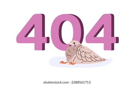 404 page not found error, funny creative humor design, access failure, technical loading problem. Website mistake, unavailable web-site. Flat graphic vector illustration isolated on white background