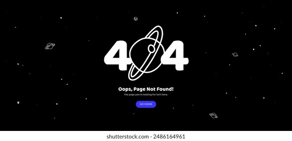 404 Error de página no encontrada. Plantilla de diseño de Vector