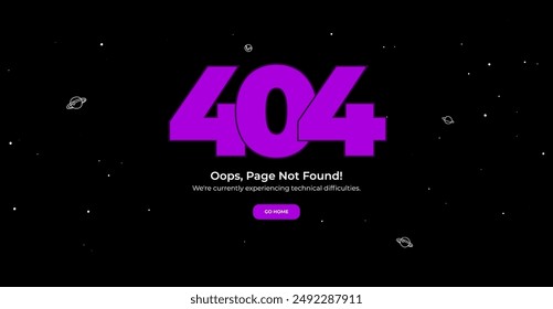 404 Page not found error. Vector layout template