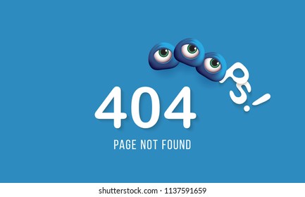404 page not found Humorous concept of computer error with funny 3d eyes Template web pages Error retrieving the website Vector illustrations