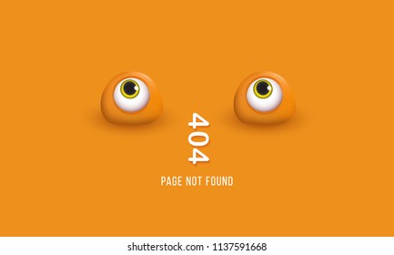 404 page not found Humorous concept of computer error with funny 3d eyes Template web pages Error retrieving the website Vector illustrations
