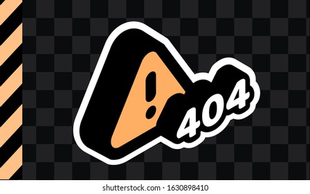404 Page Not Found - Isometric Illustration: Exclamation Point, Error or Warning Icon for a Web Site Under Construction or Mobile Application. Isolated Sticker Vector on a Transparent Background