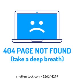 404 Page Not Found, Laptop Icon. Flat Vector Illustration On White Background. Can Be Used For Business Concept.