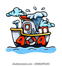 404 Page Not Found Leaking Ship Illustration Concept