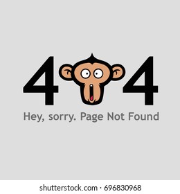 404 Page Not Found with Monkey Face Screaming Illustration Vector Template