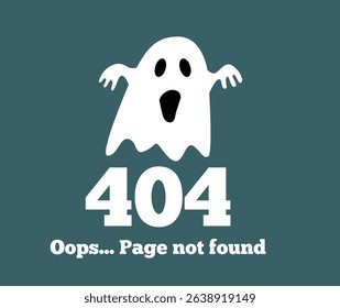 404 Page Not Found with a Scary Ghost. System error messages and notifications concept vector art