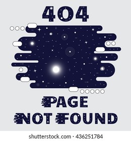 404 Page not found Space theme, with sun, star, galaxy and satellite. Concept Internet webpage vector illustration of 404 Page not found. Report that the page is not found. Stock vector